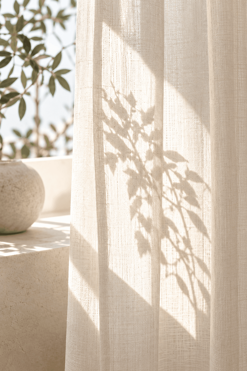Soft daylight passing through linen.