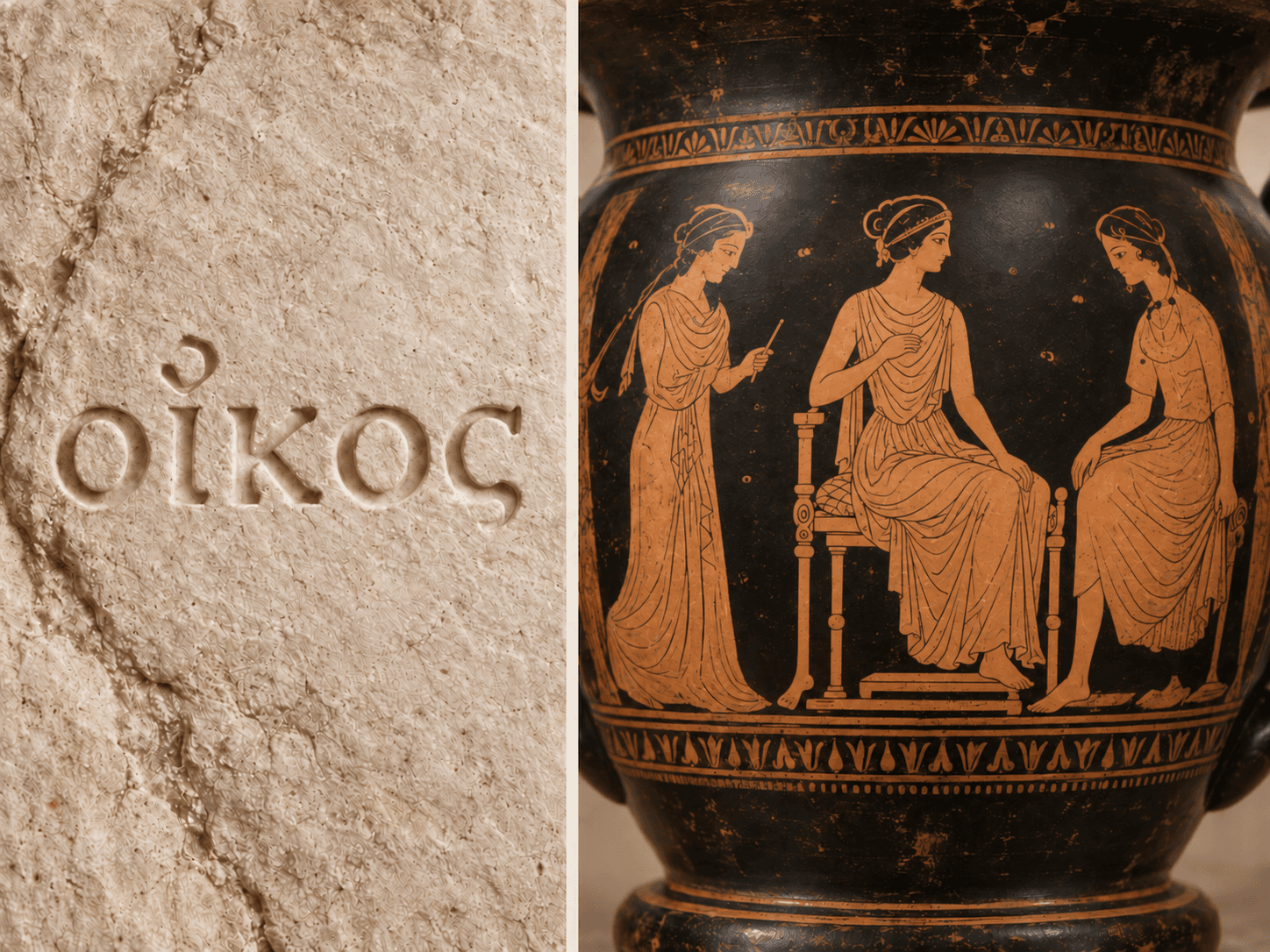 Brand references interpreting a Greek inscription and painted pottery.
