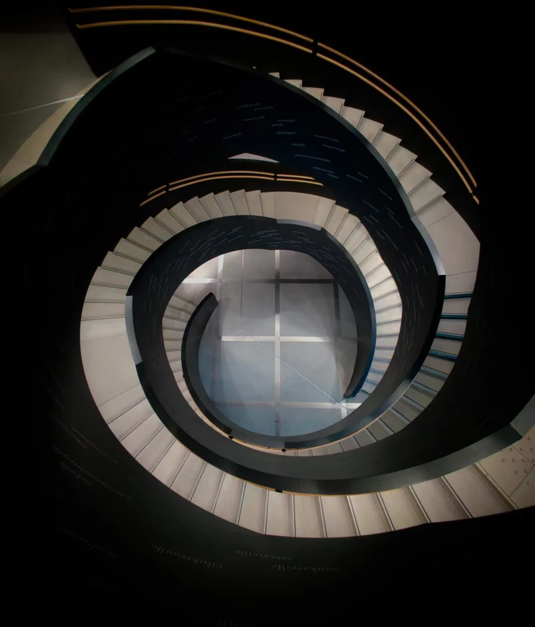 A spiral staircase seen from above