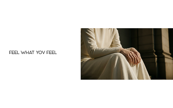 Complete author-composed third frame, including fabric detail, white background and Feel what you feel text.