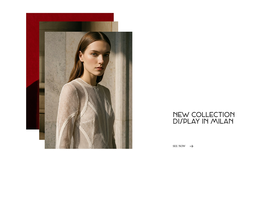 Proposed editorial page combining layered portrait imagery and collection typography.